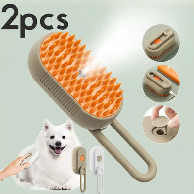 Escova a vapor 3 em 1 , com função de massagem, spray de beleza, desembaraça pelos soltos e emaranhados, ideal para cães e gatos.