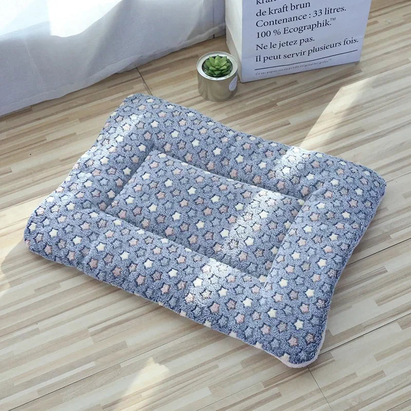 Tapete de pelúcia dupla face para animais de estimação, cama curta e macia para gatos e cães de pequeno porte, almofada fofa e aconchegante