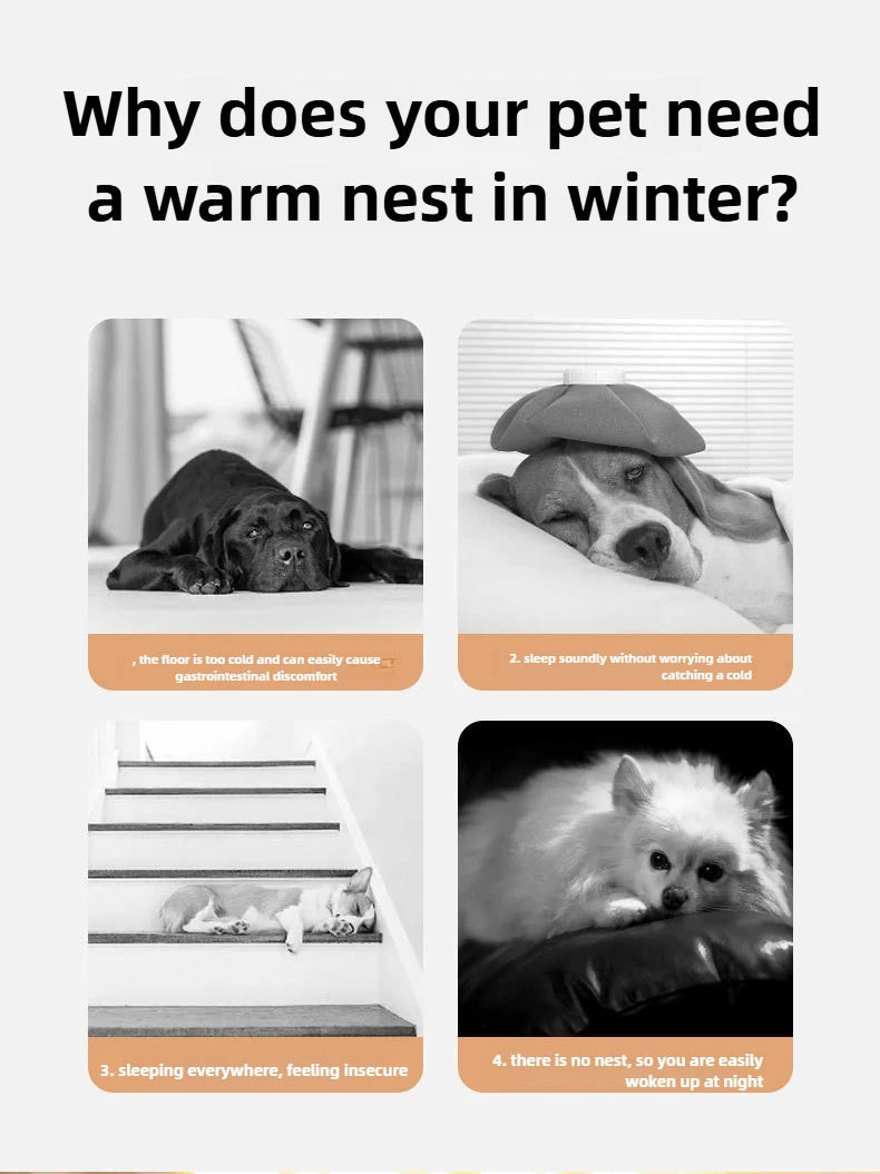 Casinha de cachorro quentinha para o inverno, tapete ninho, tenda para sono profundo, casinha para gatos
