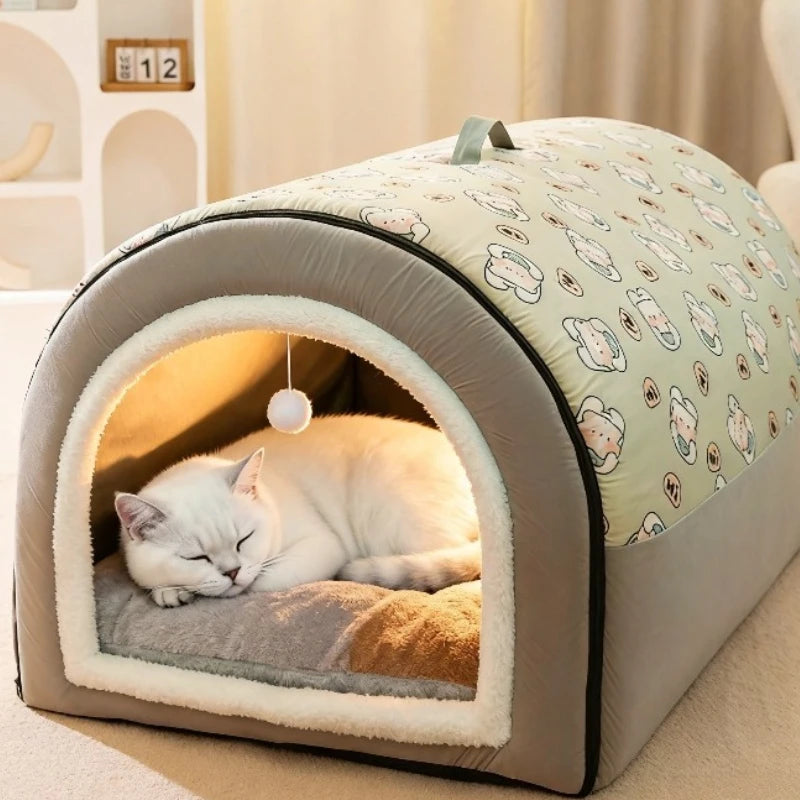 Casinha de cachorro quentinha para o inverno, tapete ninho, tenda para sono profundo, casinha para gatos