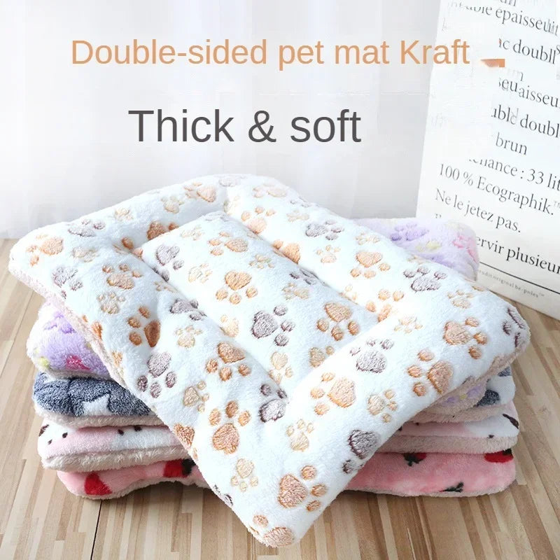 Tapete de pelúcia dupla face para animais de estimação, cama curta e macia para gatos e cães de pequeno porte, almofada fofa e aconchegante