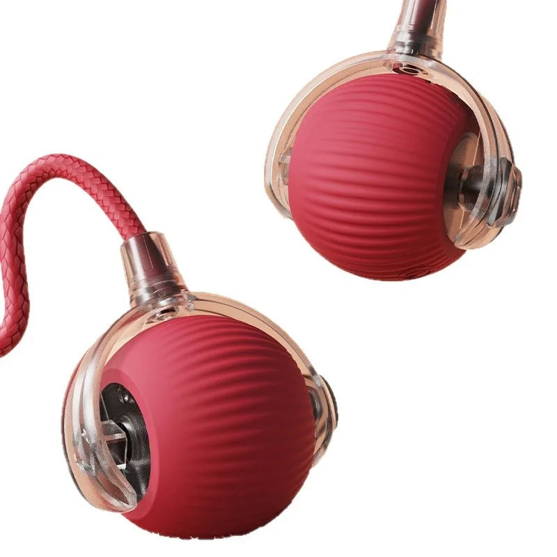 Set of 2 interactive cat balls with USB rechargeable motor and random rolling motion.