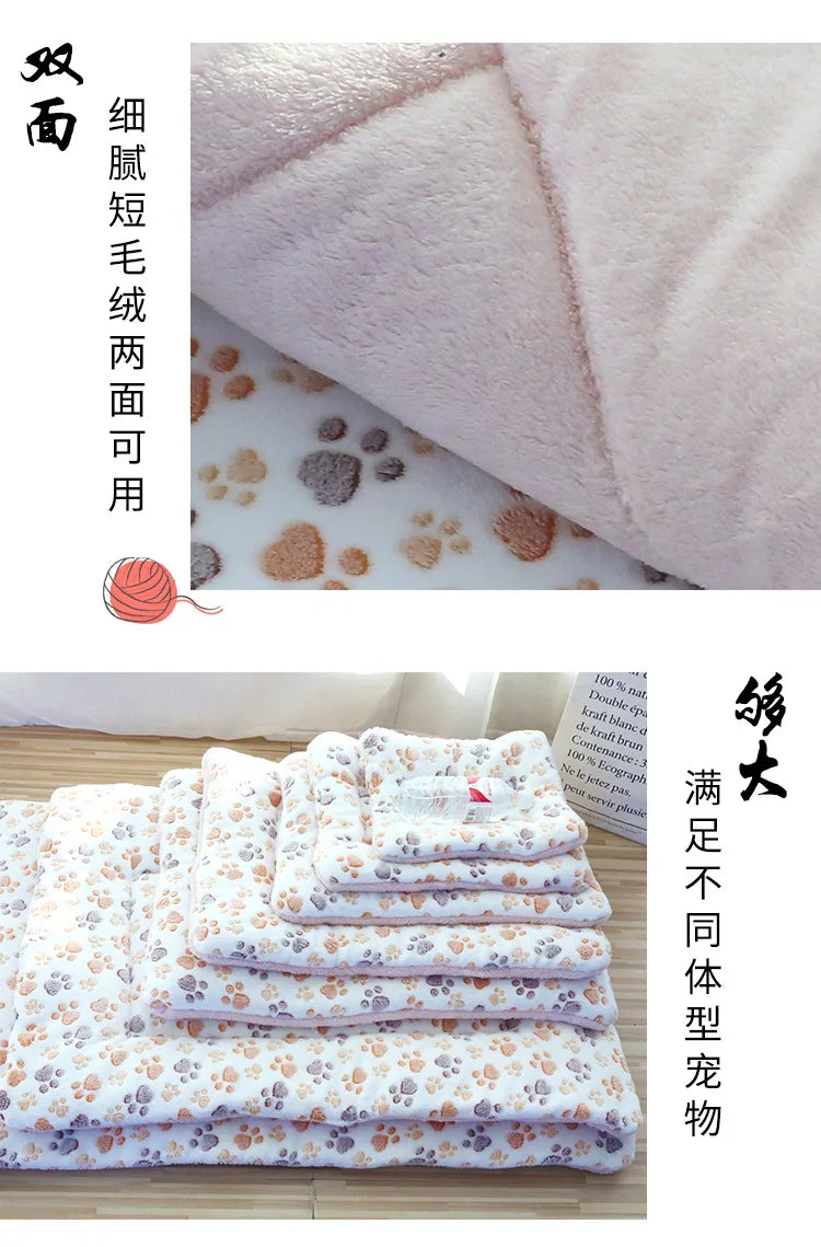 Tapete de pelúcia dupla face para animais de estimação, cama curta e macia para gatos e cães de pequeno porte, almofada fofa e aconchegante