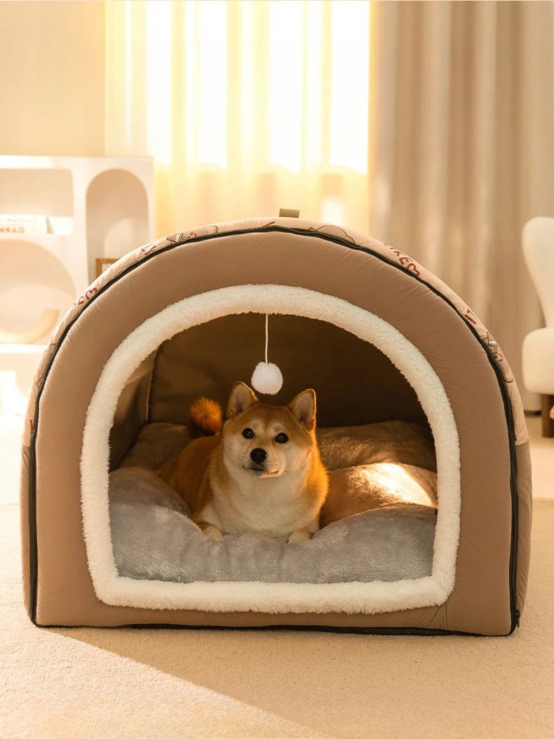 Casinha de cachorro quentinha para o inverno, tapete ninho, tenda para sono profundo, casinha para gatos