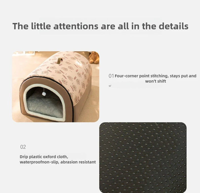 Casinha de cachorro quentinha para o inverno, tapete ninho, tenda para sono profundo, casinha para gatos