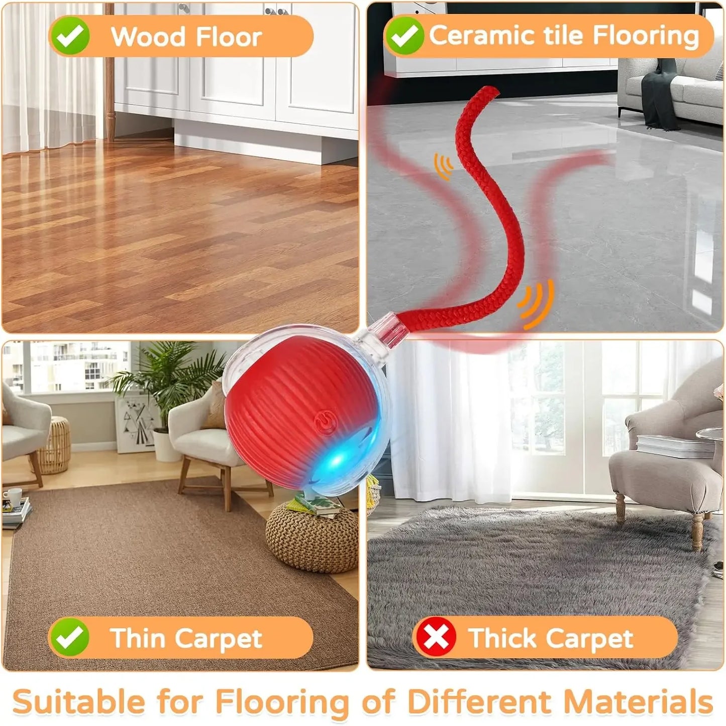 Bola interativa para cães e gatos, bola rolante automática com cauda falsa, recarregável, brinquedo elétrico inteligente, imita um rato.