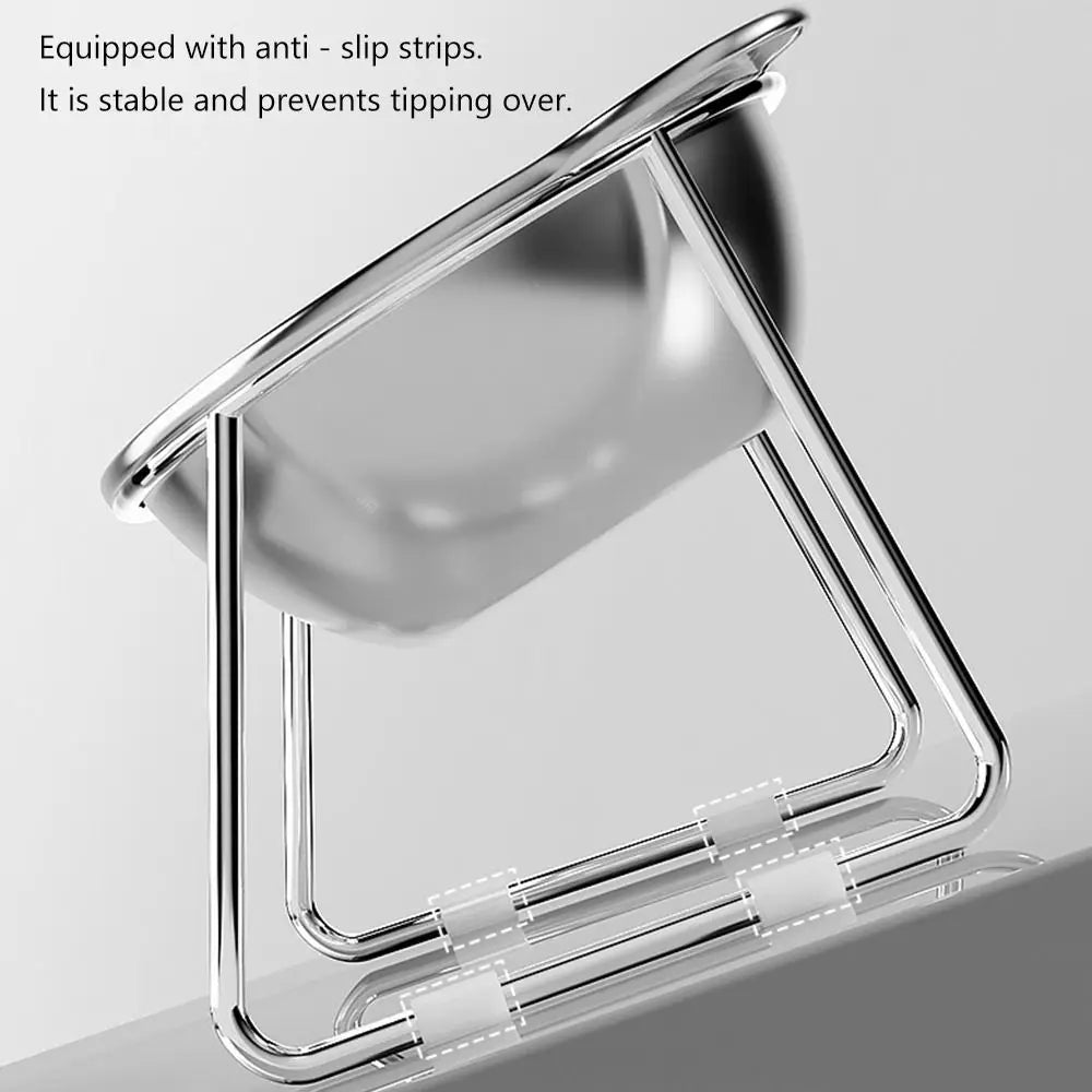 Tigela elevada para gatos com proteção de pescoço inclinada, feita em aço inoxidável, com inclinação de 15°, ideal para filhotes e gatos.