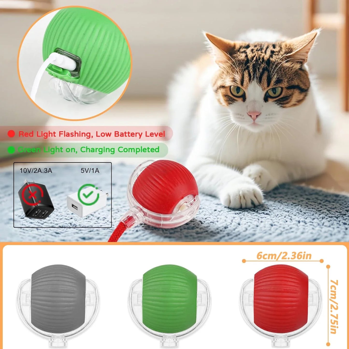 Bola interativa para cães e gatos, bola rolante automática com cauda falsa, recarregável, brinquedo elétrico inteligente para treinamento de animais de estimação, imita um rato.