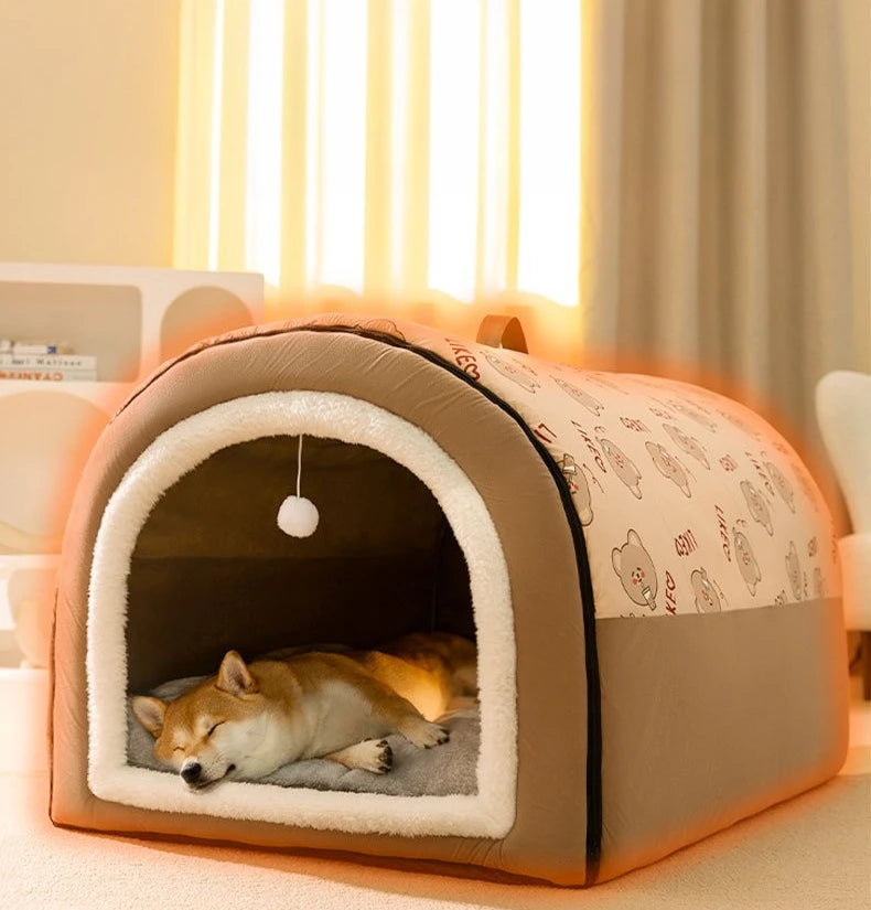 Casinha de cachorro quentinha para o inverno, tapete ninho, tenda para sono profundo, casinha para gatos