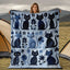 Manta acolchoada fofa com estampa floral de gato azul, ideal para camping, viagens, sofá e cama. Manta aconchegante e quentinha para amantes de gatos,.