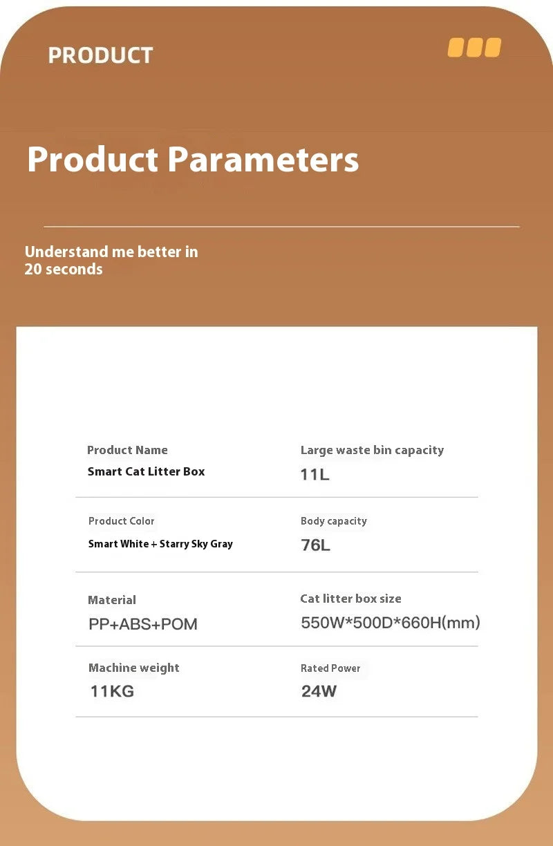 Caixa de areia inteligente nova, disponível na UE. Modelo aberto, com capacidade de 11 litros. Controle por aplicativo, totalmente automática.