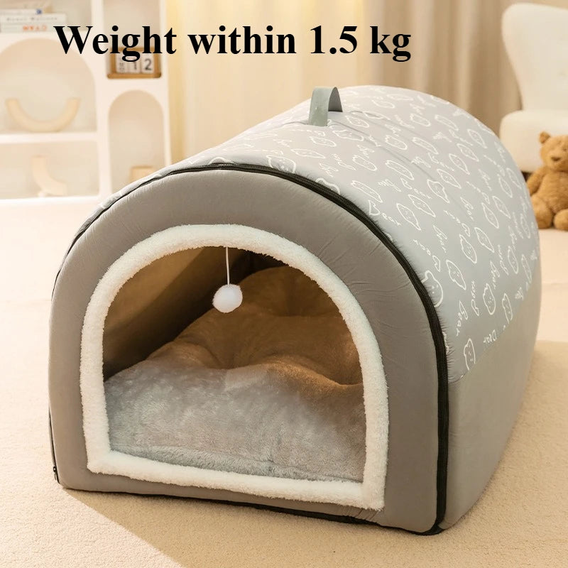 Casinha de cachorro quentinha para o inverno, tapete ninho, tenda para sono profundo, casinha para gatos