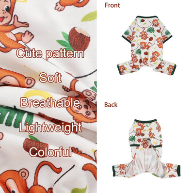 Pijamas para cachorro, primavera verão, roupas para cães pequenos, menina e menino, cachorro, gato, pijama para animais de estimação, macaco marrom