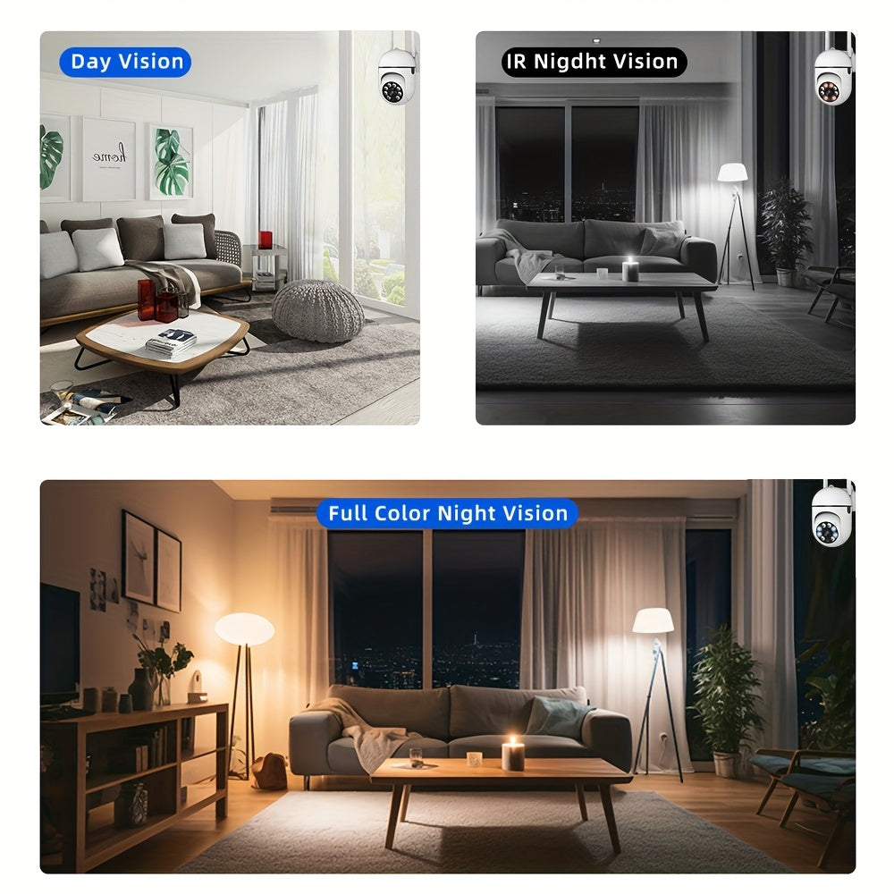 Câmera com visão noturna colorida sem fio WIFI 1080P Full HD Câmera interna/externa Áudio fio WIFI Pan/Tilt/Zoom 2.4G Wi-Fi Câmera de segurança residencial inteligente com rastreamento de movimento