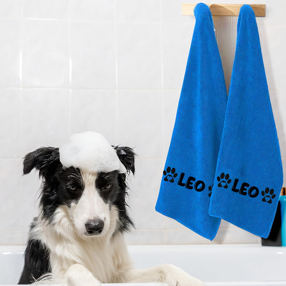 Toalha de Banho Personalizada para Pets - Secagem Rápida com Nome/Texto Personalizado