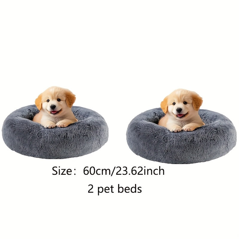 Cama de pelúcia macia Donut Cuddler de pele sintética para cães e gatos