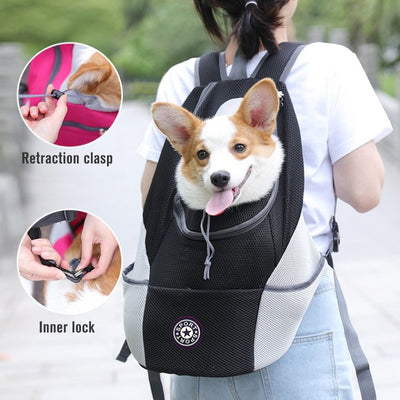 Mochila para transporte de cães de estimação, de viagem portátil com dois ombros, bolsa de malha para transporte de cães de estimação ao ar livre