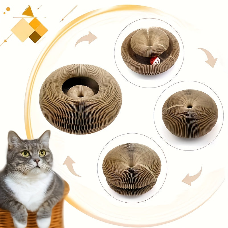 Arranhador interativo dobrável para gatos com sino