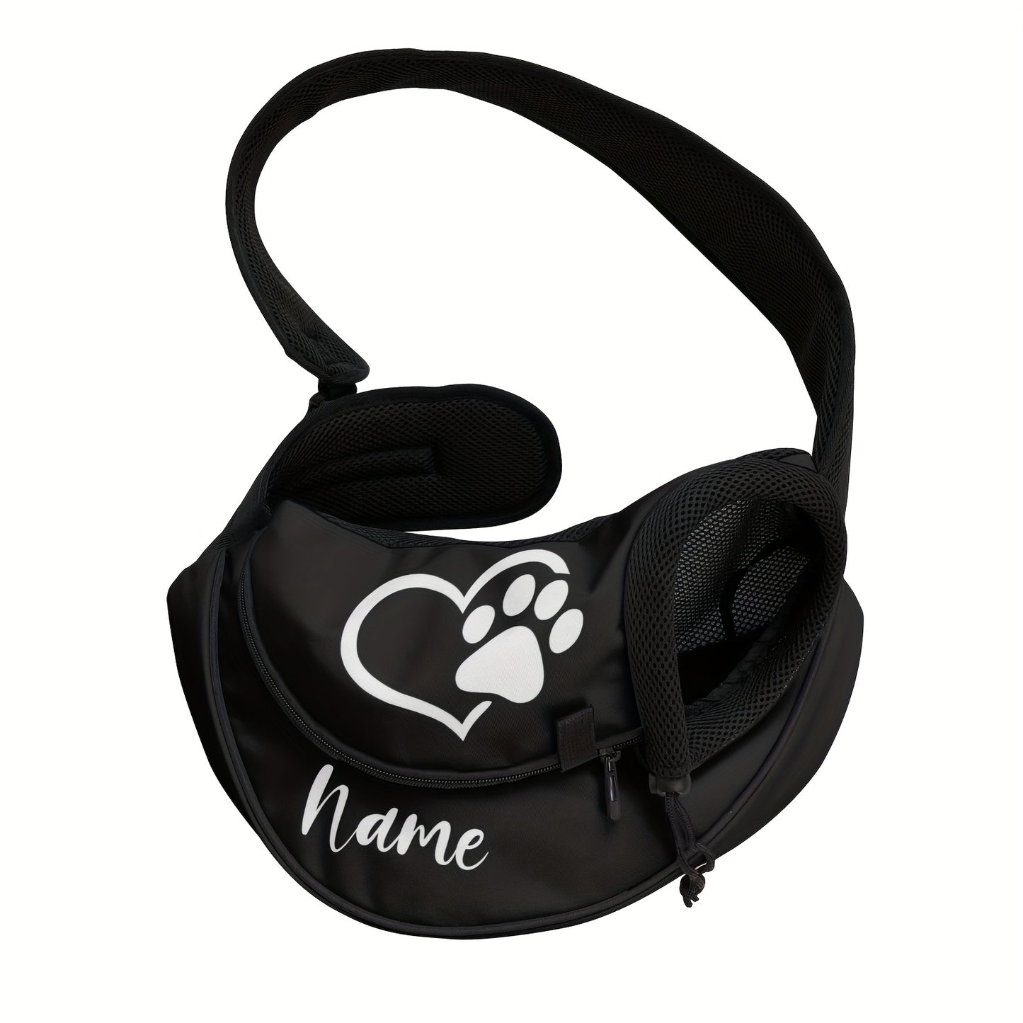 Bolsa Portátil para Pets com Nome/Texto Personalizado - Transportadora de Cães e Gatos Hands-Free com Costas em Malha Respirável, Alça Ajustável