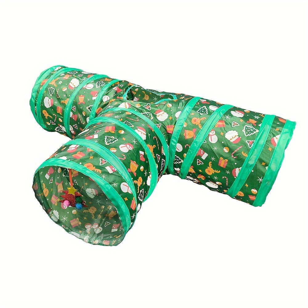 Túnel Natal dobrável para gatos - Esconderijo interativo para gatos, cães e coelhos