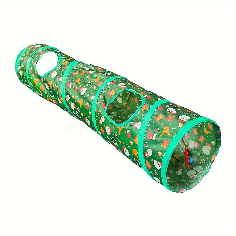 Túnel Natal dobrável para gatos - Esconderijo interativo para gatos, cães e coelhos