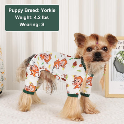 Pijamas para cachorro, primavera verão, roupas para cães pequenos, menina e menino, cachorro, gato, pijama para animais de estimação, macaco marrom
