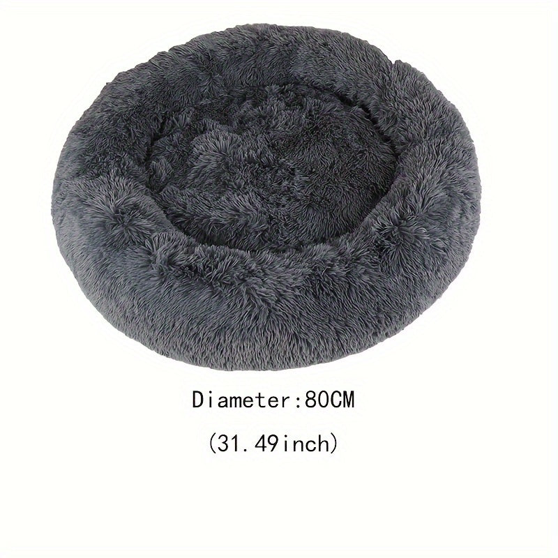 Cama de pelúcia macia Donut Cuddler de pele sintética para cães e gatos
