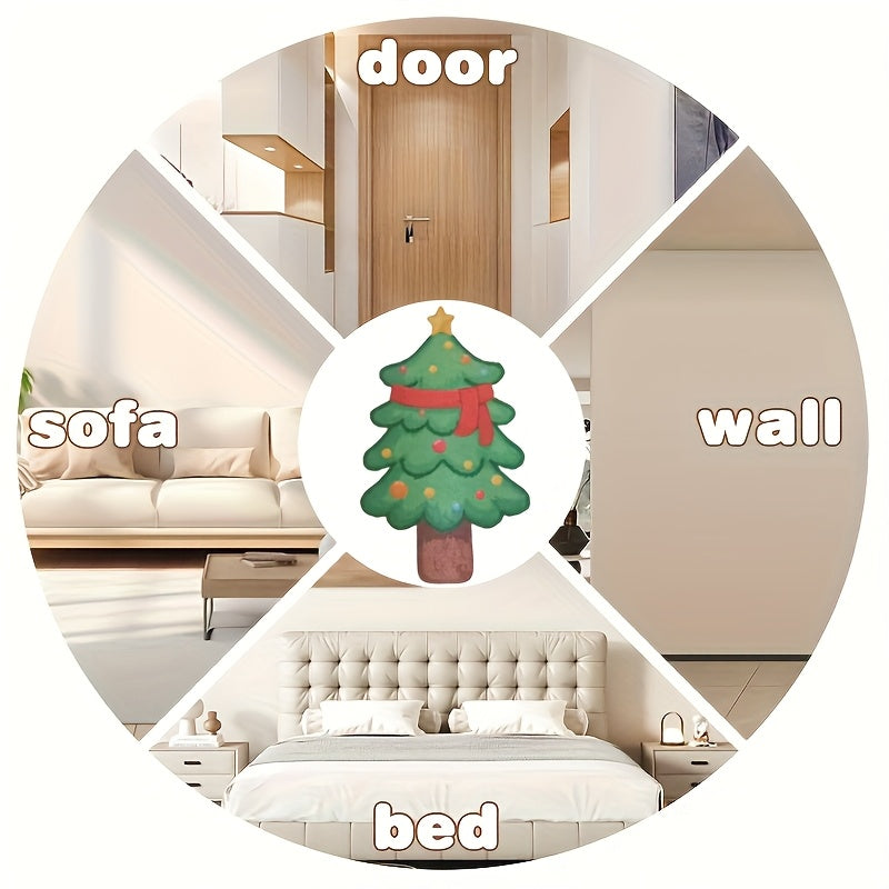 Arranhador para gatos em formato de árvore de Natal, feito com material espesso, durável e que não solta pelos.